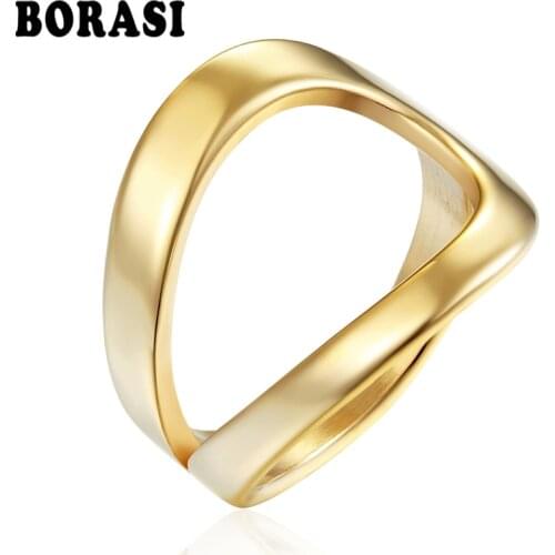 BORASI Simple Summer Water Drop Shape Ring Wire Wrap Surf Rings For Women Stainless Steel Jewelry Birthday Party Wedding Gifts