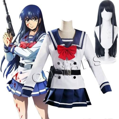 Game Yuri Honjou Cosplay Costume Anime High-Rise Invasion Cosplay Costume Tenkuu Shinpan Women Uniform Wigs Halloween Full Set