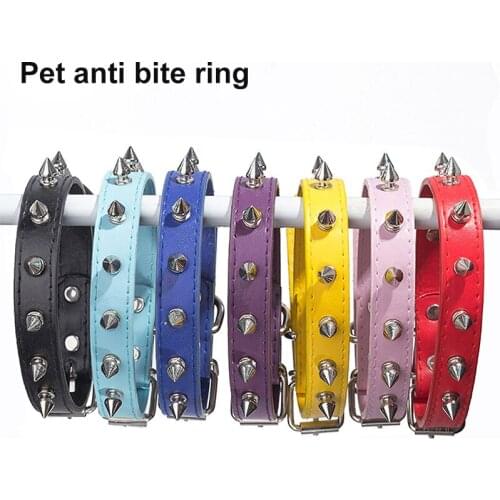 Leather Cat Dog Collar Anti-Bite Spiked Studded Cat Collar Bulldog Puppy Small Kitten Collar Adjustable Pets Decorate Supplies