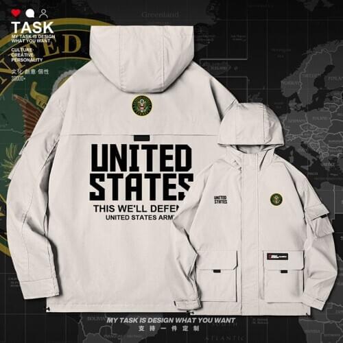 United States of America USA US men jacket hooded Land Force logo army fan fashion top long sleeve coat printed clothes autumn