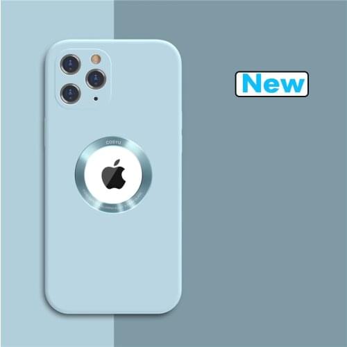 Magnetic Liquid Silicone Case with visible Logo for Iphone 12 Pro Max 12 Mini 11 Pro Shockproof Solid Candy Color Phone Case