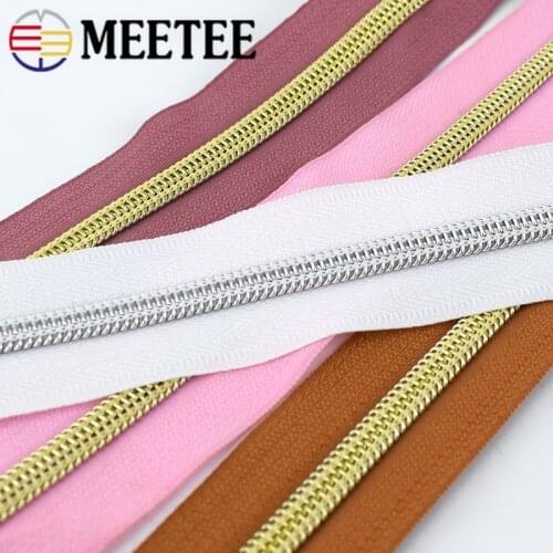 Meetee 20Yards 5# Coil Code Nylon Zippers DIY Sewing Bags Handbag Garment Home Zip Material Accessories Colorful Available