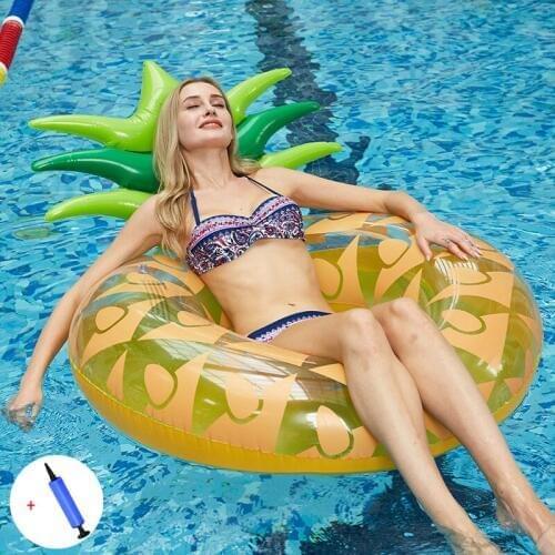 Adult Buoyancy Inflatable Swimming Ring With Backrest Pineapple Floating Pool Swimming Circle Water Float bed Toy Beach Lifebuoy