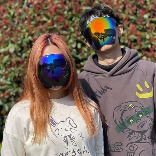 2021 Novelty Full-Face Multicolor Goggles with Removable Nose Bridge Polarized Large Mirror Sunglasses Big Face Mask Shield