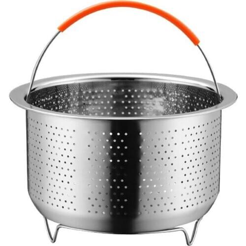 304 Stainless Steel Rice Cooking Steam Basket Pressure Cooker Anti-scald Steamer Multi-Function Fruit Cleaning Basket MJ80301