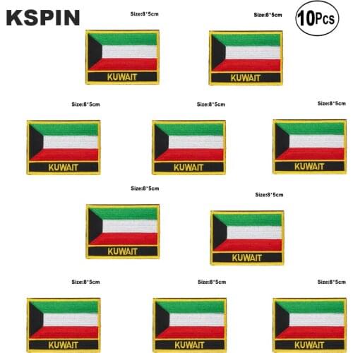 Kuwait Flag Embroidery Patches Iron on Saw on Transfer patches Sewing Applications for Clothes in Home&Garden