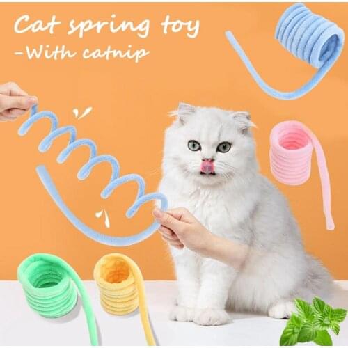 Plush Cat Accessories with Catnip Colorful Cat Spring Toy Retractable Pet Products for Kitten Wide Durable Cat Toys Dropshipping