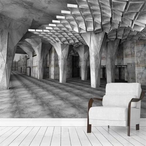 Custom wallpaper mural 3D extended space stereo cement board special-shaped building background wallpaper mural