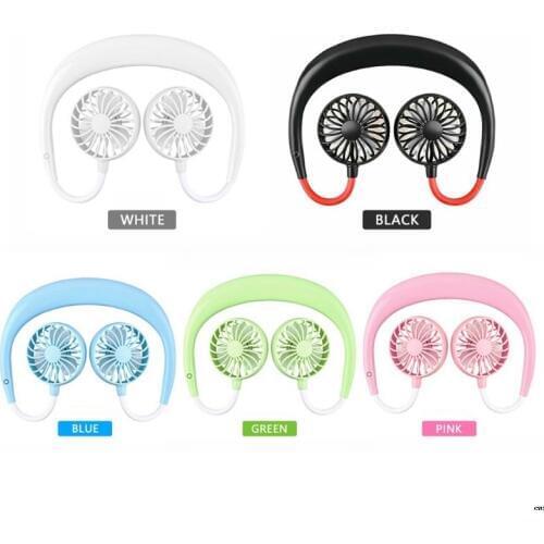 Hands-free Neck Band Hands-Free Hanging USB Rechargeable Dual Fan Mini Air Cooler Summer Portable