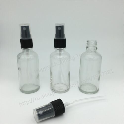 500pcs 50ml Transparent glass bottle with lotion sprayer, Essential Oil Spray Glass Bottle factory wholesale