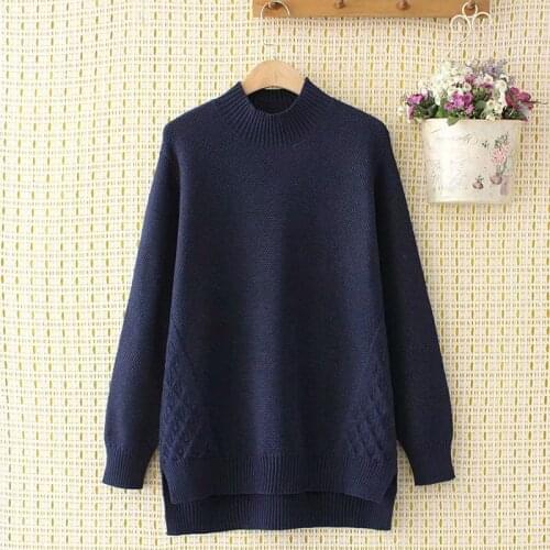 Plus size Solid pink khaki navy knitted women loose sweaters 2021 new winter casual ladies pullovers female sweater tops