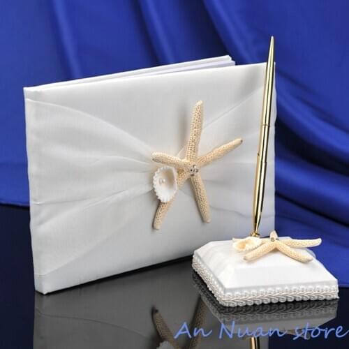 Romantic "Finishing Touches Collection" Beach Themed Wedding Guest Book Seashells free shipping