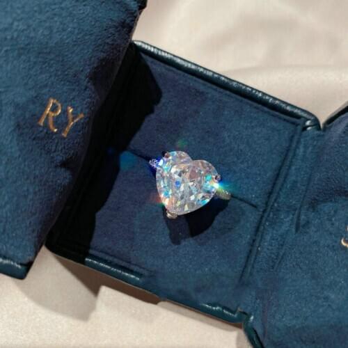 CHARLINLIOL Luxury 925 Sterling Silver Wedding Rings for Women Girls Romantic Heart White Zircon Anniversary Party Ring 2020 New