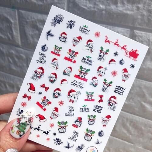 Christmas Snow series 3D Nail Art Stickers Decal Template DIY Nail Tool Decorations HL076-083