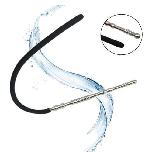 Silicone metal double head beads catheter urethral sounds male dilator penis plug massager BDSM insert sex toy for male
