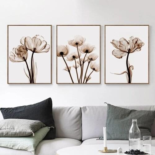 Modern 3pcs Transparent Flower Posters Canvas Painting Prints Picture Wall Art For Living Room Decoration Simple Home Decor