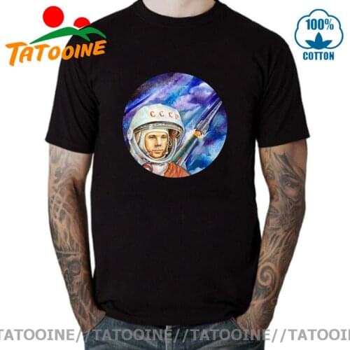 Tatooine Watercolor Soviet Union CCCP Yuri Gagarin First Man In Space T shirt men Super Russia Hero USSR Space Astronaut T-shirt