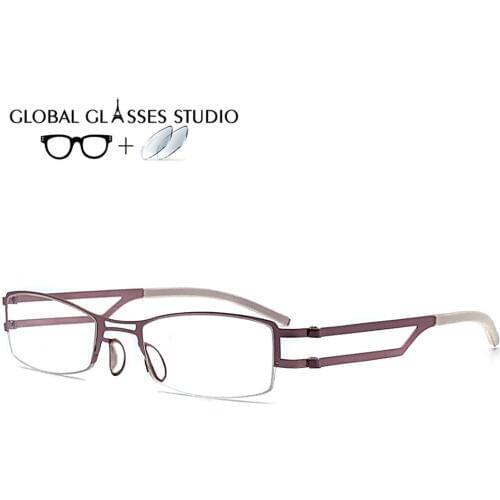 Women Metal Glasses Frame Eyewear Eyeglasses Reading Myopia Prescription Lens 1.56 Index 165-pink