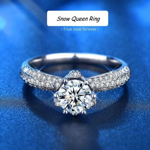 1 Carat Mozanstone Rings Six-Claw Engagement Diamond And 925 Sterling Silver Ring Female European And American Designer Retro