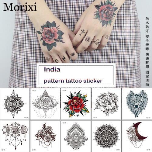 1 Sheet temporary tattoo sticker DIY body arm decoration for party 3D water transfer decals india pattern face tattoo RA030