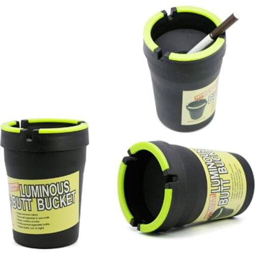 1PCS Car Ashtray Fluorescent Ash Tray Smoke Cup Cenicero Cendrier Office Pipe Tobacco Cigarette Tube Smoking Accessories Grinder