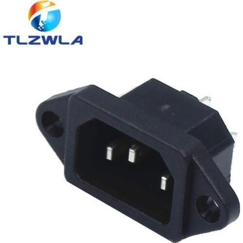 10pcs IEC320 C14 AC Power Socket 250V 10A 3-pin With Ears For Electric Car Computer Power Socket Screw Fixed Copper Core