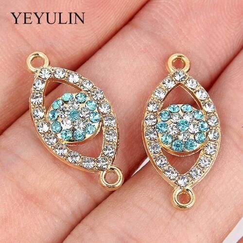 10 Pcs Golden Evil Eyes Crystal Alloy Connectors For Jewelry Making DIY Charms Necklace Bracelets Accessories Jewelry Findings