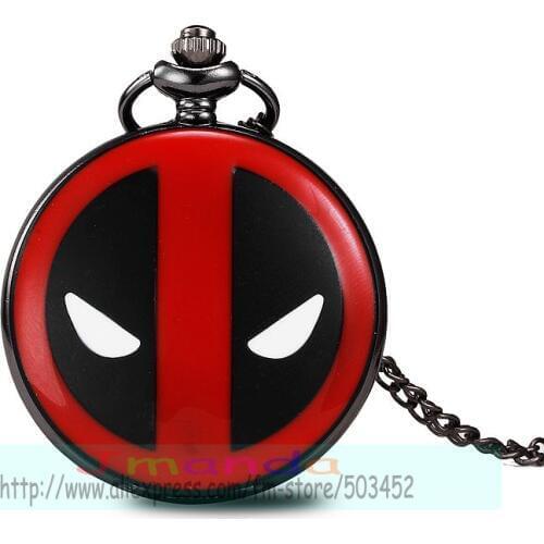 100pcs/lot 0011# Vintage Bronze pocket watch wrap quartz men pocket watch DEADPOOL Antique watch pocket with necklace chain