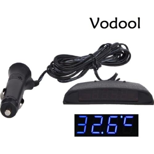 12V Car Clock Interior 3 In 1 Car Styling Clock Theromometer Voltage Display Monitor Clock Car Interior Clock Ornament