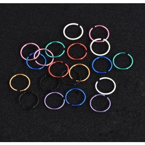 20Pc 8x0.5mm Colorful Stainless Steel Nose Hoop Nose Ring Stud Labret Lip Fake Piercing Jewelry For Women Earrings Hoop