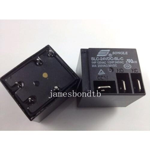 25pcs T91 SLC-24VDC-SL-C 5pin Black Electrical PCB Power Relay 30A 250VAC
