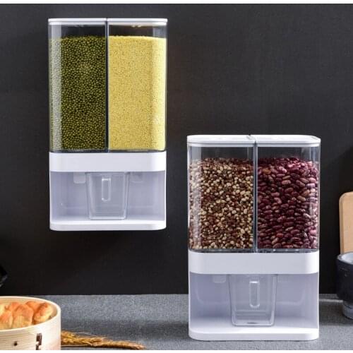 3/4L Large Plastic Push-Type Multi Grains Storage Box Kitchen Wall-Mounted Rice Beans Storage Tank