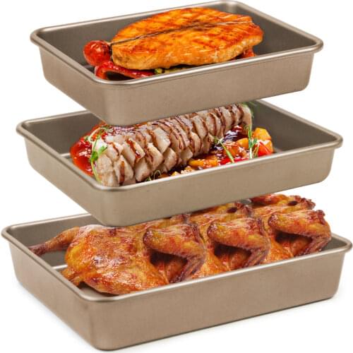3PCS Square Baking Pan Non-Stick Carbon Steel Trays Brownie Cheese Cake Toast Mold Bread Loaf Oven Kitchen Accessories