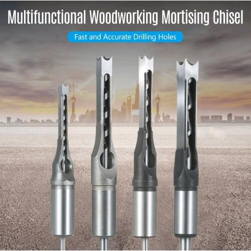 4pcs 1/4-1/2 Inch Woodworking Mortising Chisel Set Square Drill Bits Professional Square Hole Extended Drill Countersink Bit