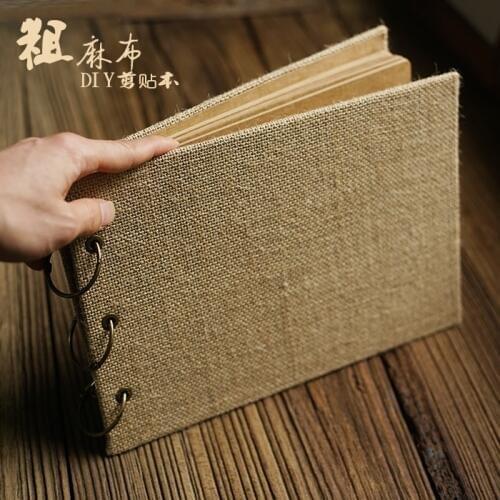 Handmade Blank Scrapbook Album Loose-leaf Vintage Paper DIY Baby Photo Album Ring Binder