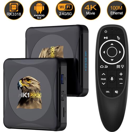 Android 10.0 Smart TV Box HK1 RBOX R1 MiNi RK3318 BT4.0 2.4G 5.8G WiFi H.265 HEVC Media Player Set top Box 2020 New 16G 32G 64G