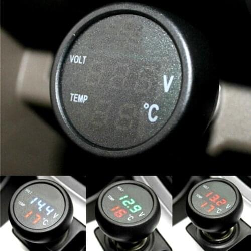 Car Charger Voltmeter Thermometer Digital Meter Monitor 3 In 1 LCD Digital Dual Display Car Battery Monitor