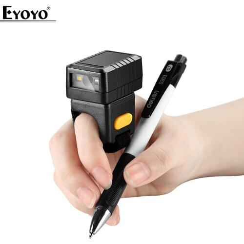Evnvn Bluetooth Wireless 2D Ring Barcode Scanner USB Portable Rotate Wearable Mini Bar Code Reader For Phone Tablet PC Warehouse