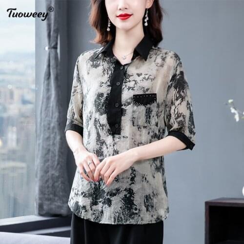 4XL Fashion Women Spring Summer Style Chiffon Blouses Women Casual short Sleeve Plus Size Print Loose Shirt Elegant Women Tops