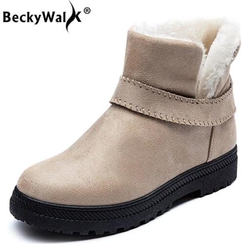 Brand Women Snow Boots High Quality Plush Short Boots for Women Warm Winter Boots Woman shoes Large Size 41 42 43 44 WSH3722