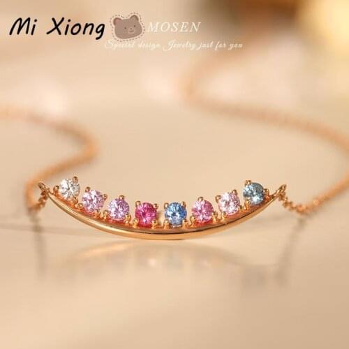 Mi Xiong s925 sterling silver new original rainbow series crystal diamond necklace light luxury ladies charm brand jewelry