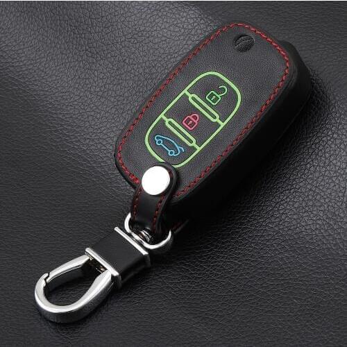 VCiiC Luminous Black Leather Car key Case For LADA Sedan Largus Kalina Granta Vesta X-Ray XRay Remote Key Fob Cover Protect Set