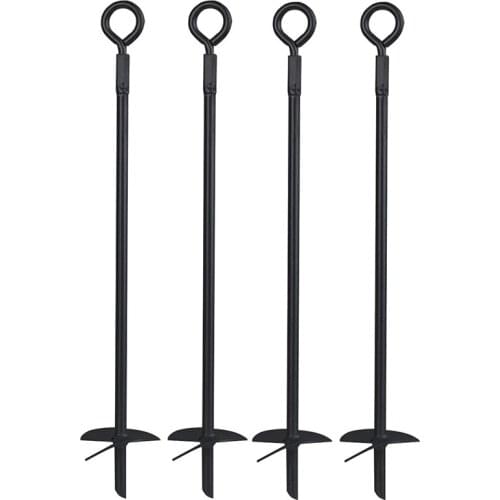 Black Ground Anchor 15 Inches in Length Diameter, for Securing Animals, Tents, Canopies, Sheds