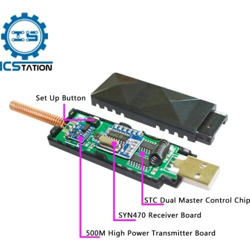 DC 5V 433MHz Wireless Remote Control Signal Amplifier Repeater 28dbm Programmable Control Signal Booster 500M Transmitter