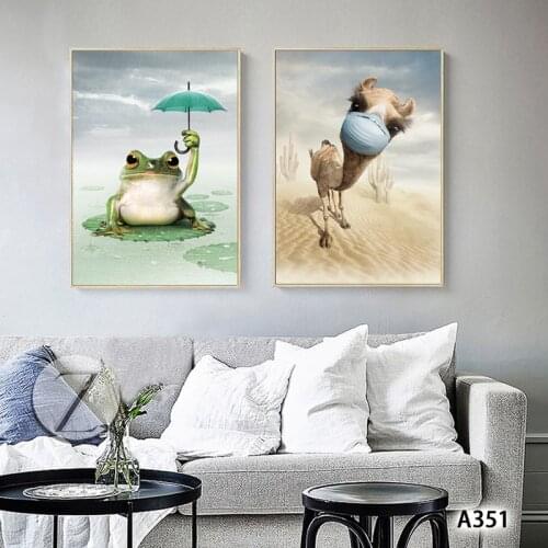 Nursery Animal Print Frogs and Alpacas Canvas Paintings Posters and Prints Cartoon Wall Art Picture for Kids Baby Room Decor