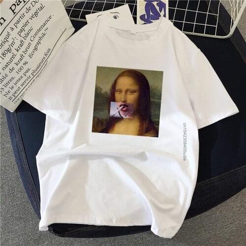 Mona Lisa Painting Women Tshirt Artistic Oil Painting Harajuku Aesthetic Ulzzang Oversized T Shirt Camisas Fast Ship