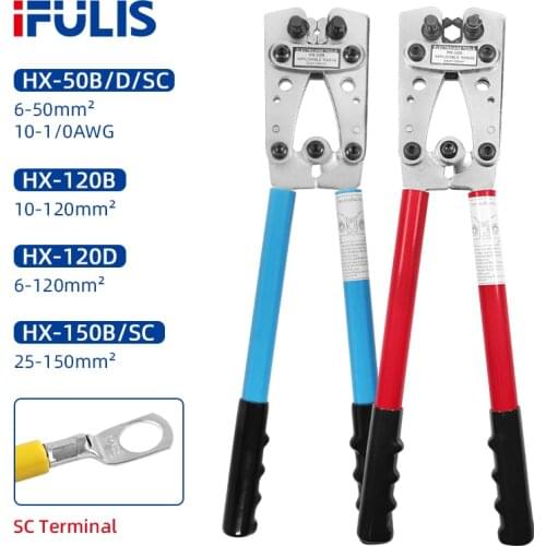 HX-50B Cable CrimperCable Lug Crimping Tool Wire Crimper Hand Large Terminal Crimp Pliers For 6-50mm2 1-10AWG