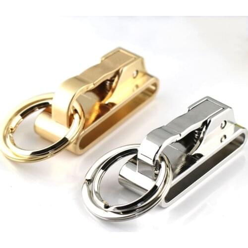 Belt Key Rings Buckle Clip for Belt Double Loops Car Keychain Key Fob Key Chain Ring Gold Silver Color Gift Box