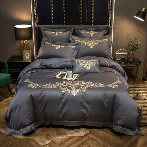 Luxury embroidery Bedding Set King Queen Size BedLinen 1000TC egyptian Cotton Duvet Cover Bed Sheet Set Pillowcases 4/6pcs