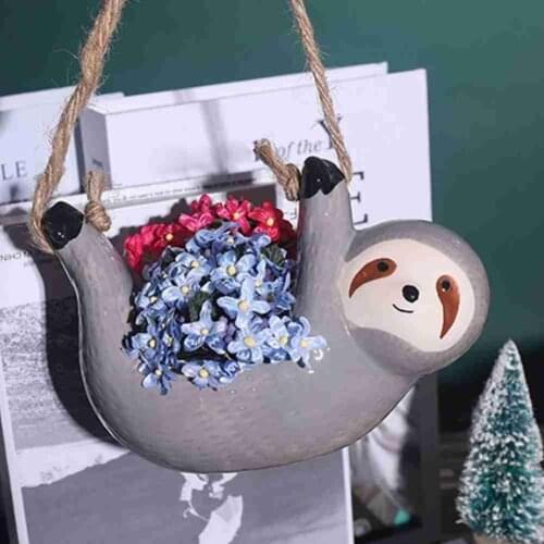 Creative Ceramic Hanging Flower Plant Pots Scindapsus Chlorophytum Hanging Flower Basket Cartoons Animal Vase Garden Decoration